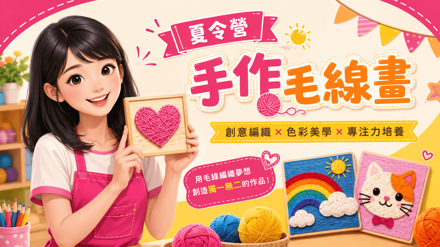 一根毛線、一雙巧手!夏令營手作毛線畫創意大爆發🧶🎨