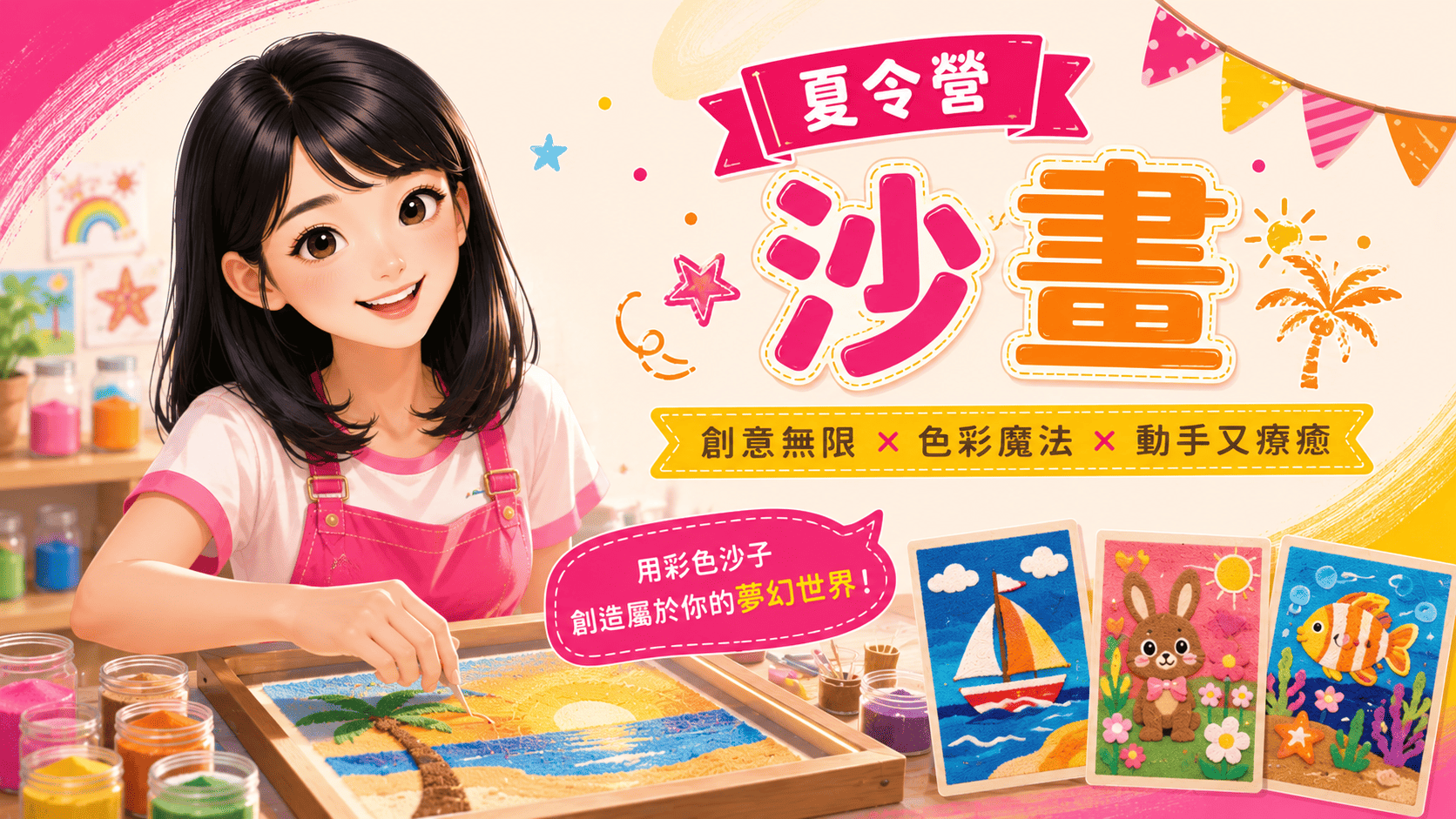 一粒粒彩砂,拼出無限創意!夏令營沙畫DIY精彩登場🎨✨