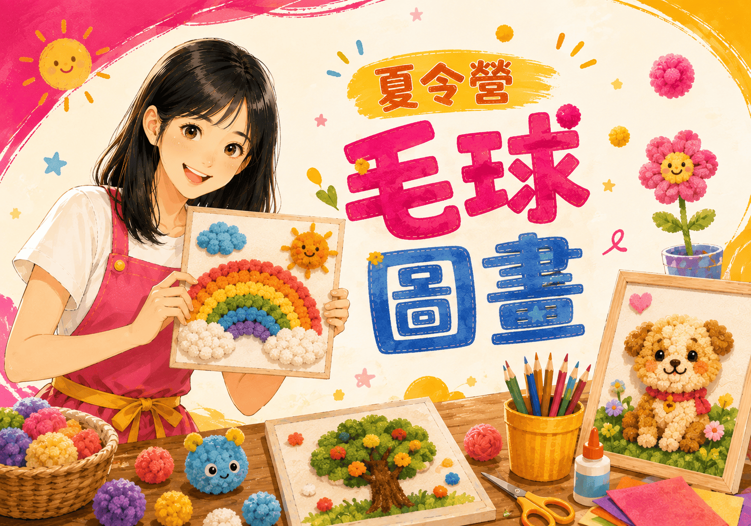 毛球變身小藝術家!夏令營毛球圖畫創意大爆發🧶🎨